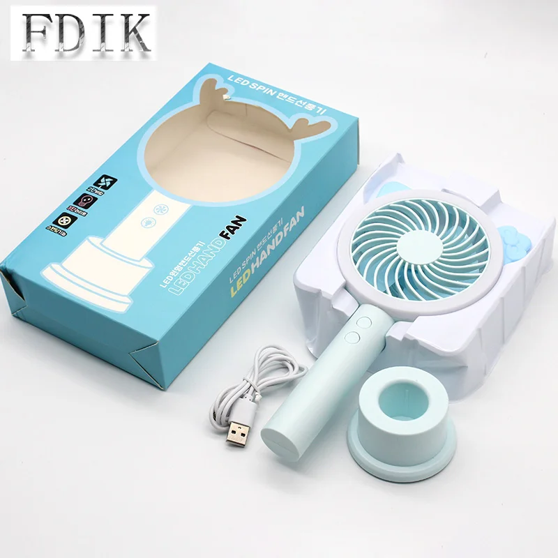 

3W Carton Fan Lamp USB Charging Energy Saving Reading Book Light Moving Portable Dimmable Eye Protection LED Desk Lamp with Fan