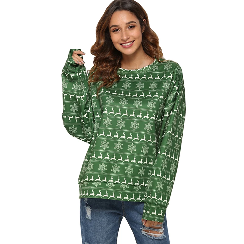 

2023 модный Женский свитшот с надписью "Merry Christmas", повседневный свитшот с круглым вырезом и длинным рукавом, с градиентным рисунком