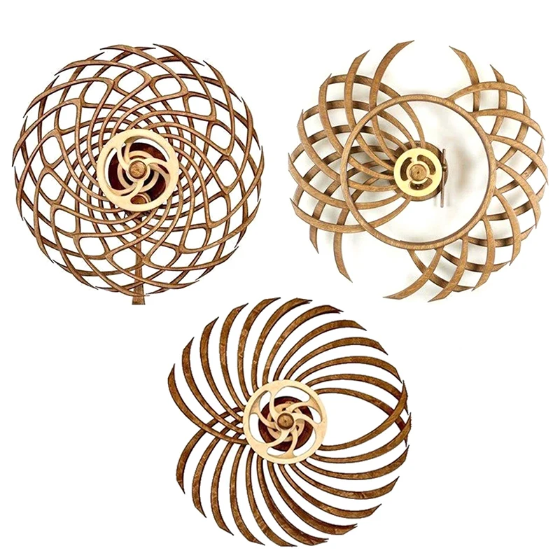 

Geometric Patterns Windmill 3D Rotating Energy Sculpture Wooden Decorate New