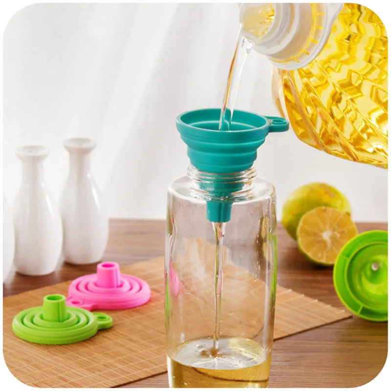 

Mini Silicone Collapsible Funnel Kitchen Accessories Folding Portable Funnels Be Hung Household Liquid Dispensing Kitchen Tools