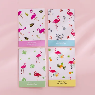 flamingo series 4 шт./лот) корейский мультяшный мягкий блокнот для студентов, портативный блокнот, канцелярские принадлежности, маленькая книга, милые школьные офисные принадлежности - Цвет: flamingo series