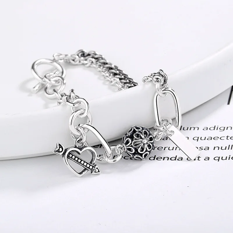 Женский Асимметричный браслет с сердечком Silvology из стерлингового серебра 925