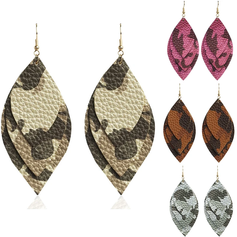 Cpop трехслойные Винтажные серьги из искусственной кожи для женщин новые