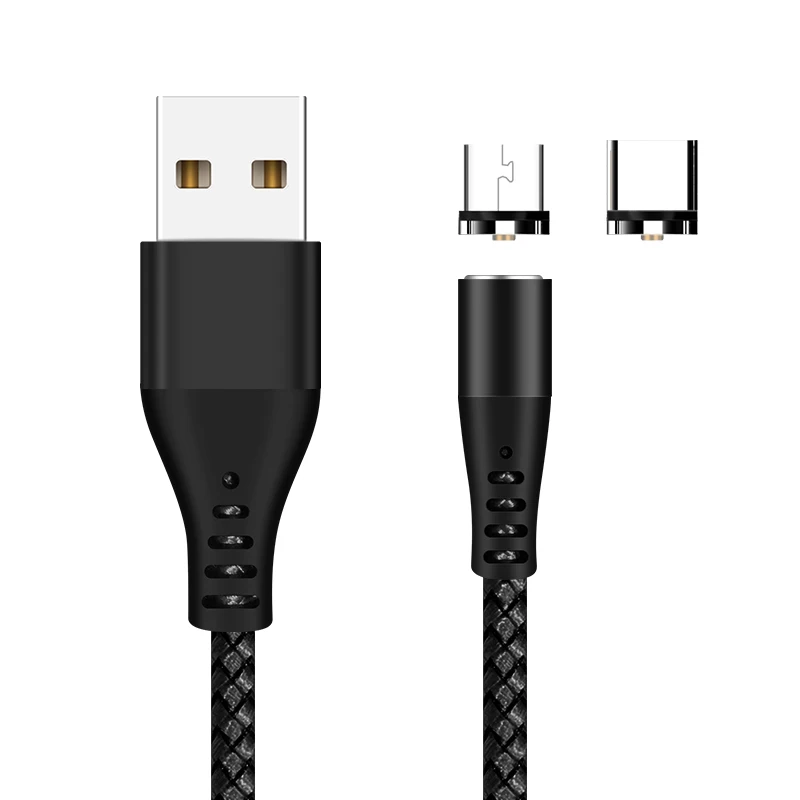 Black Магнитный кабель USB C кабель для быстрой зарядки Магнит Micro USB зарядное устройство для Xiaomi Mi8 Mi9 samsung S9 S8 type C Быстрая зарядка - Цвет: Black