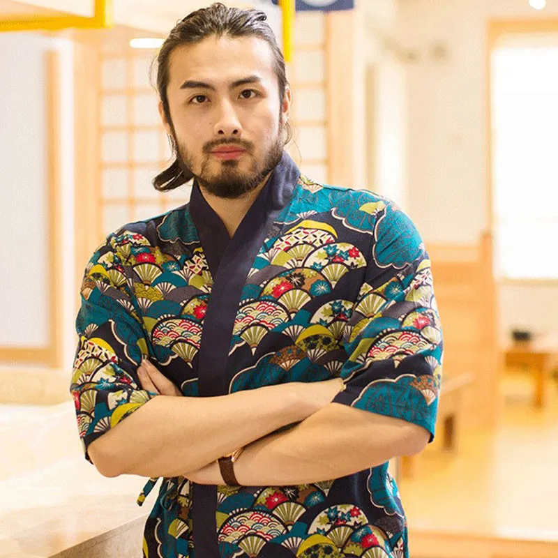 Японский шеф повар Куртка поварская одежда унисекс Для женщин мужчин Кухня