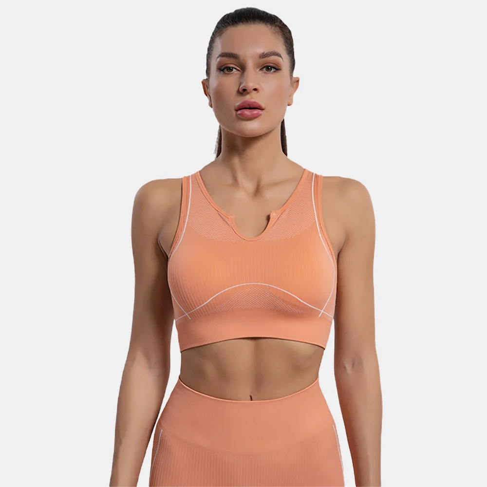 

U Neck Thread Sport Set Women High Waist Scrunch Leggings Push Up Workout Running Yoga Bra Seamless Crop Top Breathable Tights