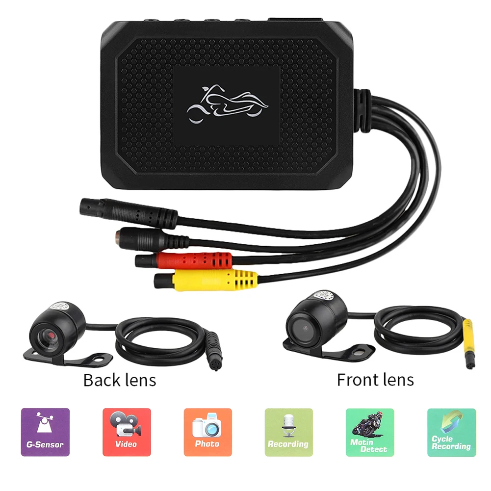 

M1Motorcycle DVR Waterproof 1080P HD System 2-Camera Dual Channel Loop Recording Dash Camera Recorder Auto Vehicle Accessories