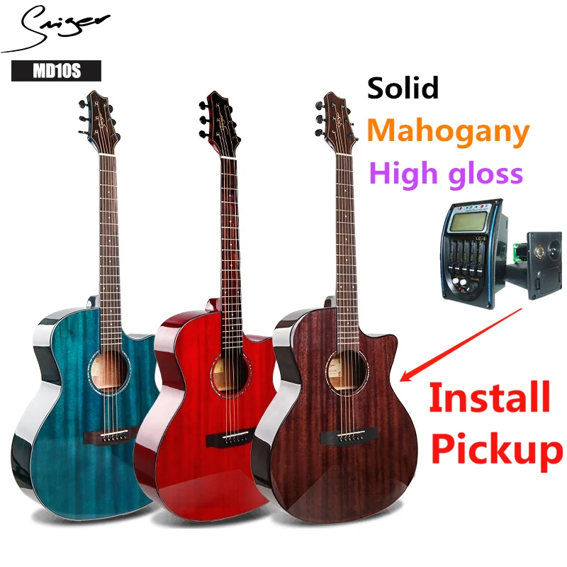 Гитара акустическая электрическая из твердого красного дерева стальная струна 40