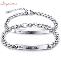 2 pcs custom couple bracelets engraved names stainless steel bangles for husband and wife anniversary gift