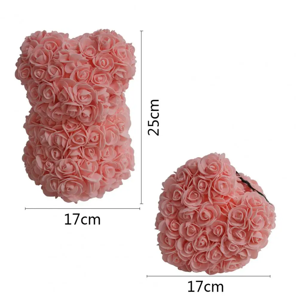 

Couple Romantic Rhinestone Necklace Ring Set Valentine's Day Rose Bear Gift Box Wedding Decoration for Lovers