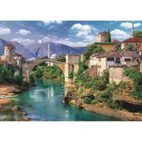 gatyztory painting by number lakeside town scenery handpainted oil painting wall art diy picture by numbers kits home decor