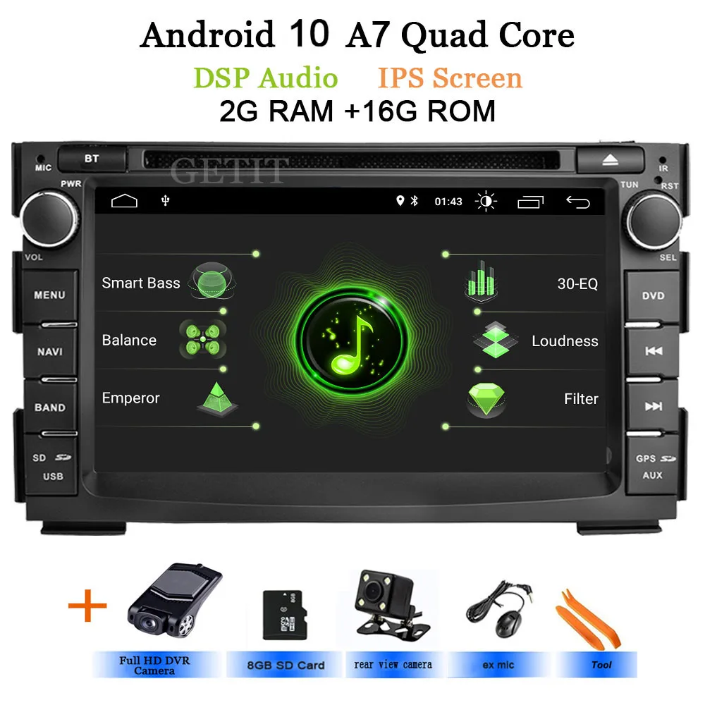DSP-IPS rear dvr Android 10 Автомобильный мультимедийный dvd-плеер для KIA Ceed 2009 2010 2011 2012 Авто радио gps навигация obd2 DVR DSP чип ips 2 Din - Цвет: DSP-IPS rear dvr