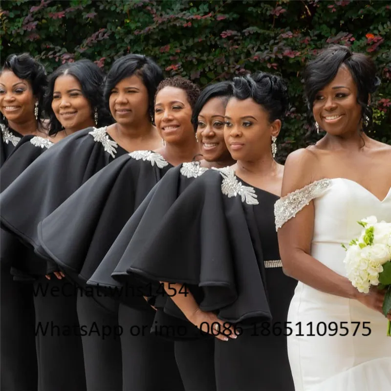 Mbcullyd Crystal Long Bridesmaid Dresses Elegant One Shoulder African Wedding Party Dress Two Styles vestidos de fiesta de
