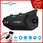 Гарнитура для мотоциклетного шлема Freedconn R1 Plus, водонепроницаемая, 1080P, Wi-Fi, Bluetooth