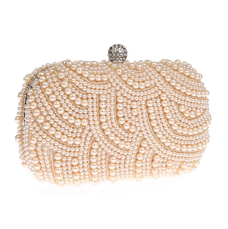 Женская модная сумка клатч украшенная бисером и листьями металлическая золотая