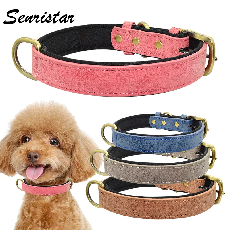 Soft Padded Leather Dog Collar Retro Alloy Buckle Dog Collar For Small Medium Large Dog Puppy Buldog Pitbull Labrador Pet Collar