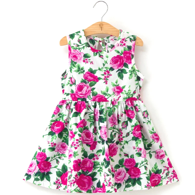 Girl Dress Cute 2020 Cotton Sleeveless Flower Print and Linen Floral Baby Spring Summer Dresses for Girls | Детская одежда и обувь
