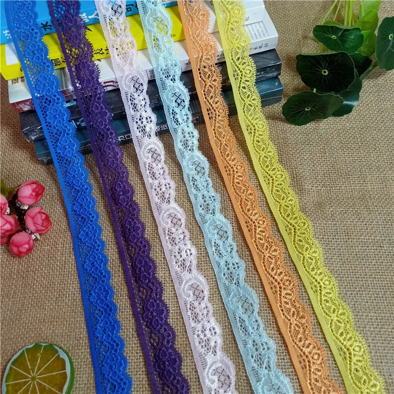 

S1069 Width 2-2.5cm Stretch Elastic And Colorful Nylon Spandex Lace Fabric Trim For Dress Pants Skirt Decoration Accessories