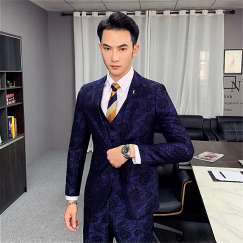Мужские костюмы s комплект из 3 предметов костюм Homme Свадебный Мужской на