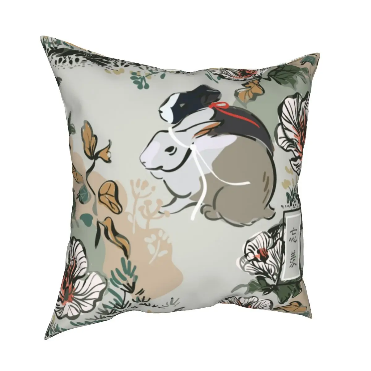 Традиционный китайский чехол с рисунком кролика подушки тканевый принтом