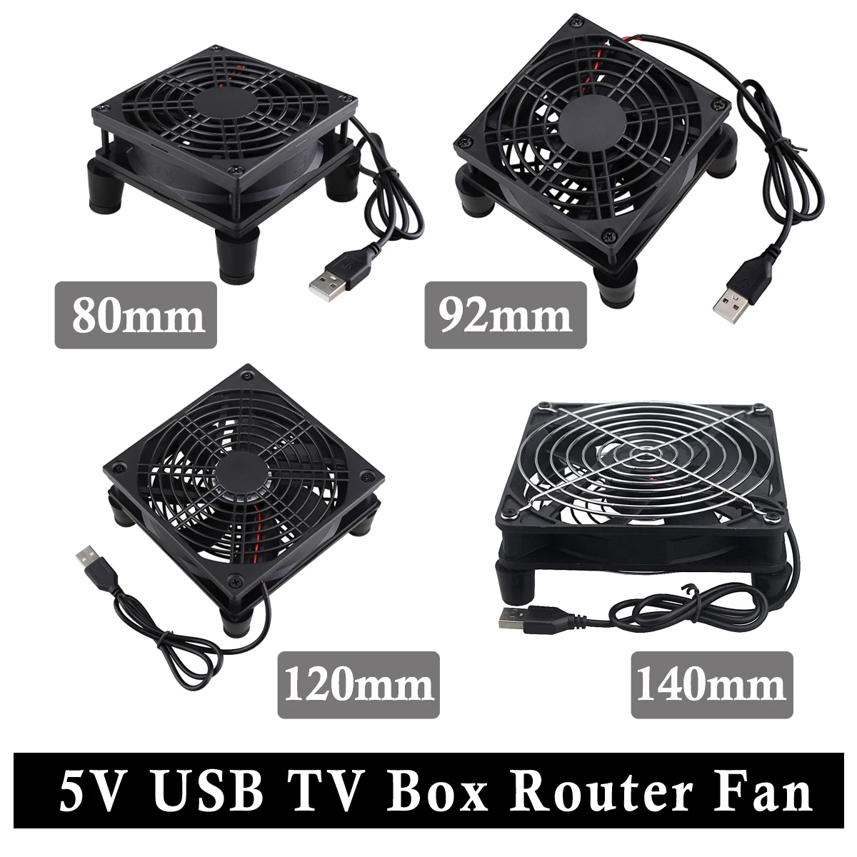 Gdstime 5V USB маршрутизатор вентилятор 80 мм 92 120 140 DIY TV Box мяч / рукав охладитель с