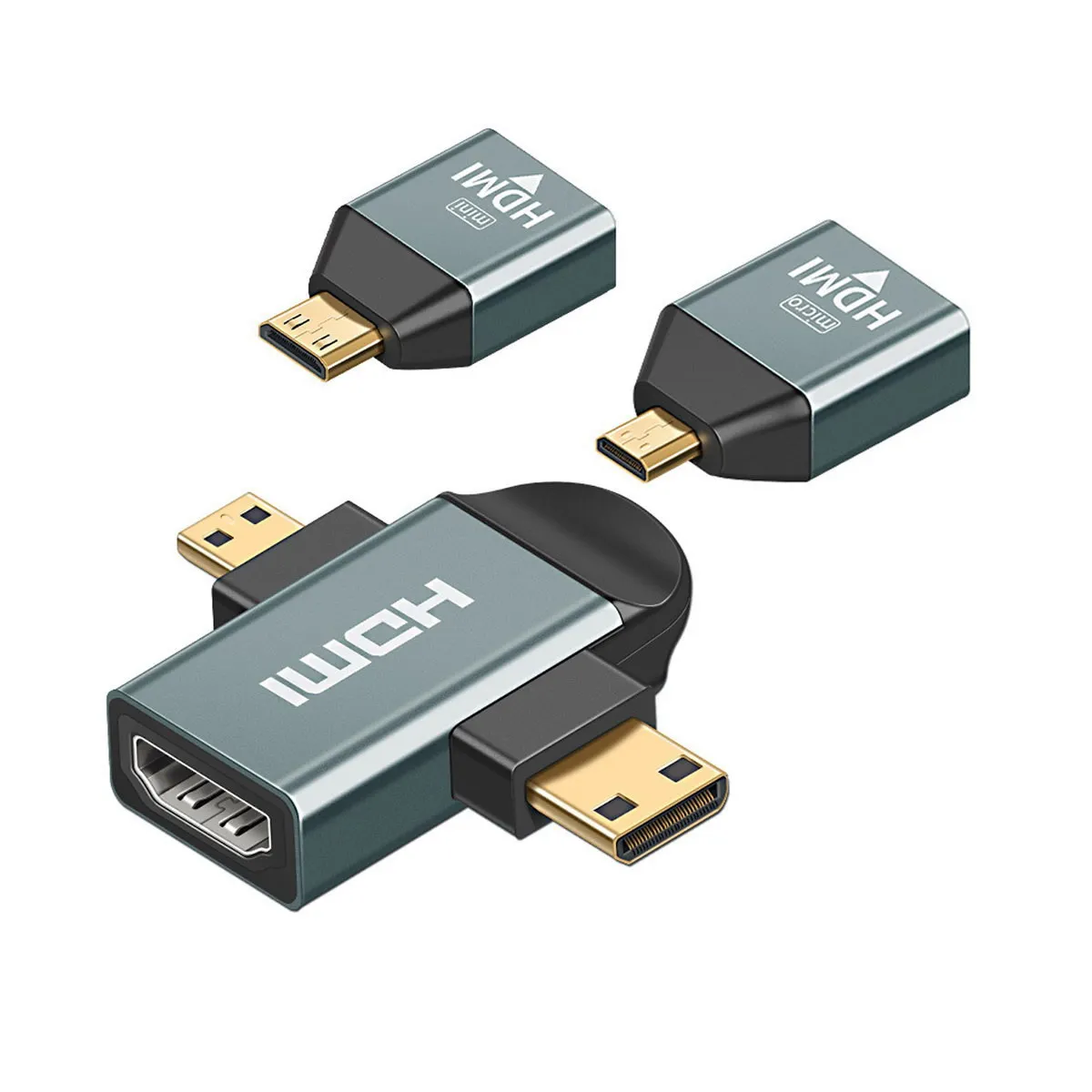3 шт./компл. микро и мини HDMI совместимый 1 4 женский комбинированный адаптер 2 в 4K @ 60