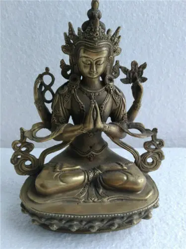 Antique Tibetan Tara guanyin Buddha Old Pure Bronze Lucky Bodhisattva Statue