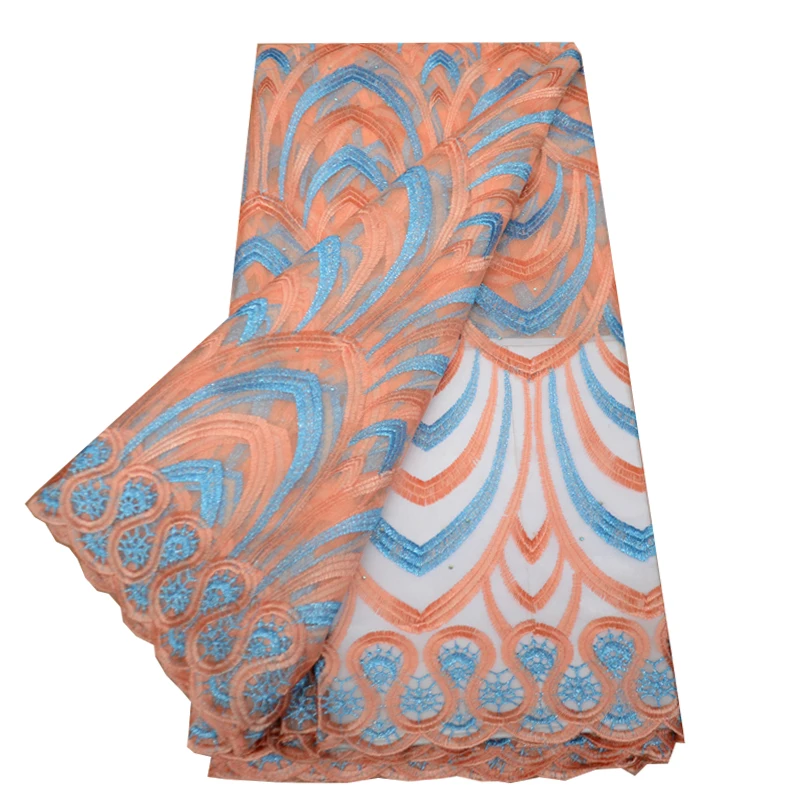 

Latest African French Tulle Lace Fabric High Quality Embroidery With Stones Nigerian Net Laces Fabrics For Party Dress PS 050