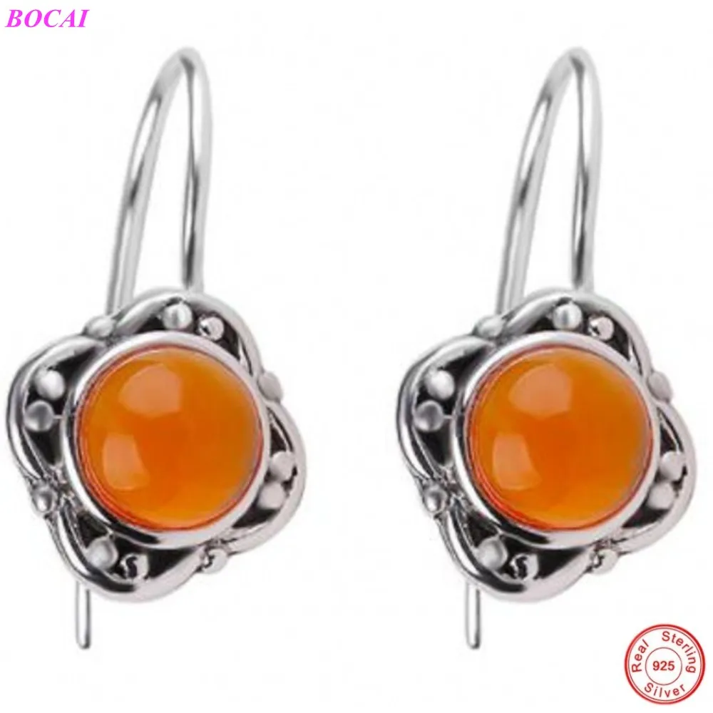 Женские серьги BOCAI из серебра 925 пробы с лунным камнем ювелирное изделие тайского