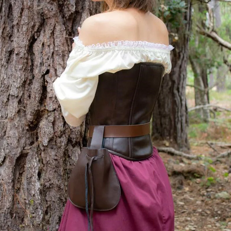 

Medieval Pouch Coin Bag Belt Leather Drawstring Wallet Men Women Viking Larp Costume Gear Cosplay Pagan Pirate Parts For Adult