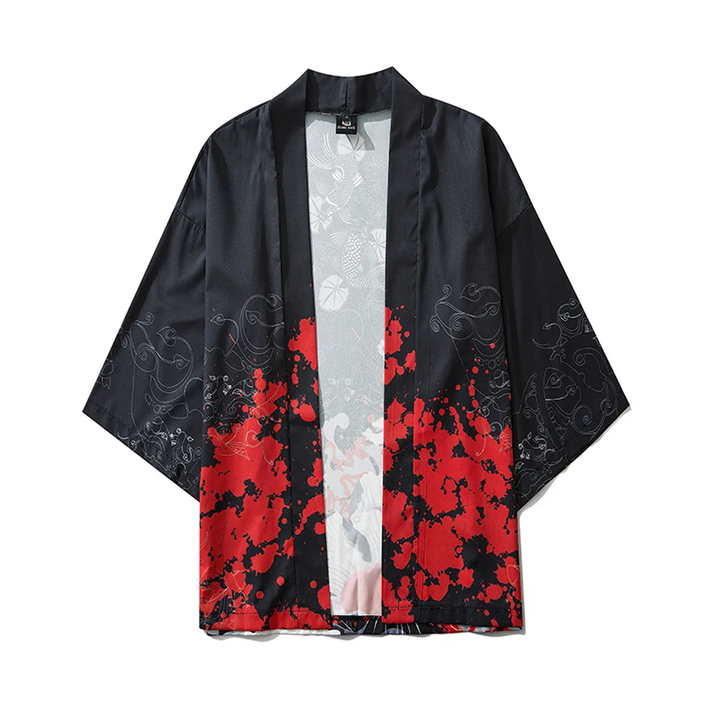 

Summer Shirt Japanese Five Point Sleeves Kimono Mens And Womens Cloak Jacke Top Blouse Camisa Masculina Harajuku Clothes Camisas