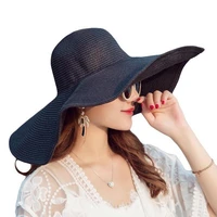 womens cap summer folding wide brim straw hats big sun hats uv protection panama floppy beach hats ladies bow hat chapeau femm