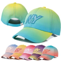 new women tie dye cap fashion ny letter embroidered baseball cap dazzling female casual adjustable outdoor high quality hat cap
