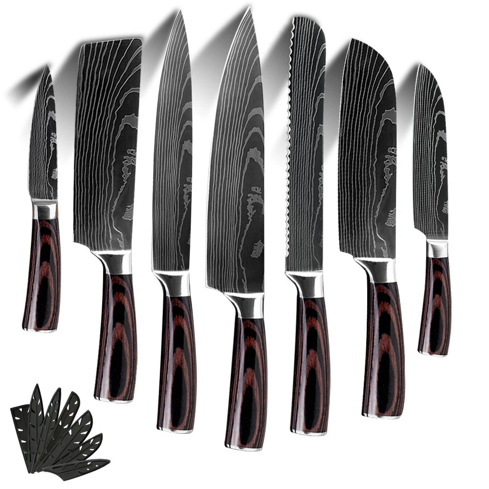 SOWOLL японские кухонные ножи лазерные Дамасские вены нож шеф повара подарок на