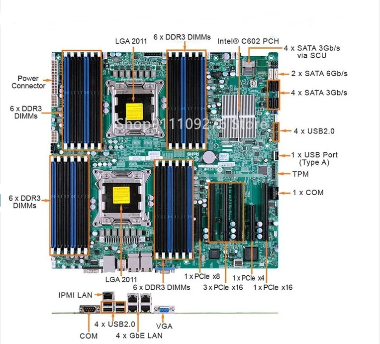 Online Server Workstation Motherboard Für Supermicro X9DRi-LN4F + REV 1,20 EIN