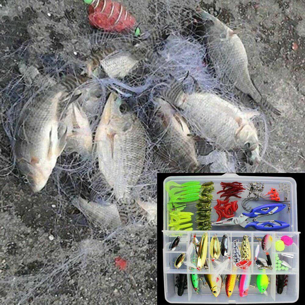 

Multi 101 Pieces of Fishing Lure Kit Set Spinner Crankbait VIB Soft Hard Spoon Crank Baits Fishing Hooks Tackle Box Accessories