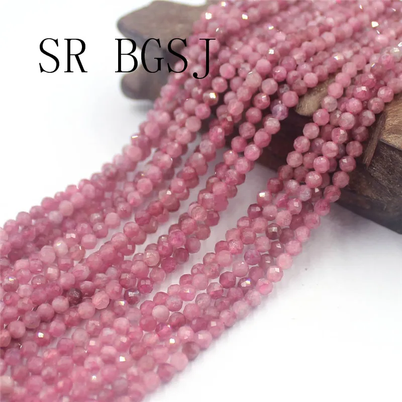 Free Shipping 3mm Faceted Pink Tourmaline Gems Stone Jewelry Making Bail Round Beads Strand 15&quot|Бусины| |