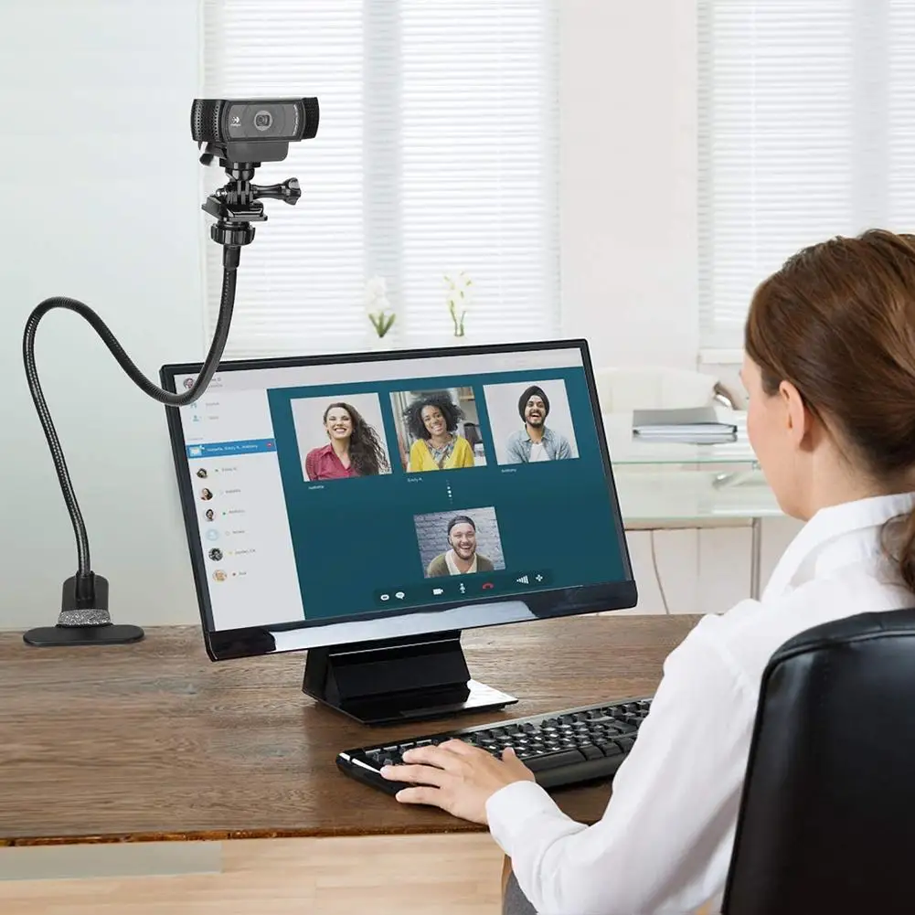 

For Logitech Webcam Holder Stand Jaws Enhanced Durable Desk Mount Mini Cam Cell Phone Clamp Bracket With Flexible Gooseneck
