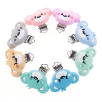 10pcs bear silicone clips bpa free chewing baby teething necklace pacifier chain fitting food grade teether jewelry accessories