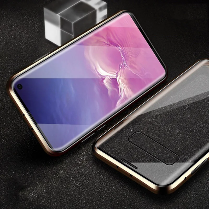 Металлический магнитный чехол для телефона samsung Galaxy S10 E S8 S9 Plus двусторонний стеклянный Магнитный чехол для Galaxy Note 9 8 10 Plus чехол s