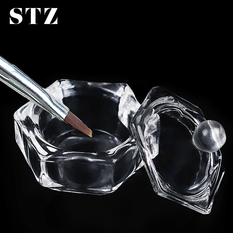 

1pcs Crystal Glass Cup for Acrylic Nail Art Powder Liquid Nail Cup with Lid Bowl Dappen Dish Holder Equipment Manicure Tool #024