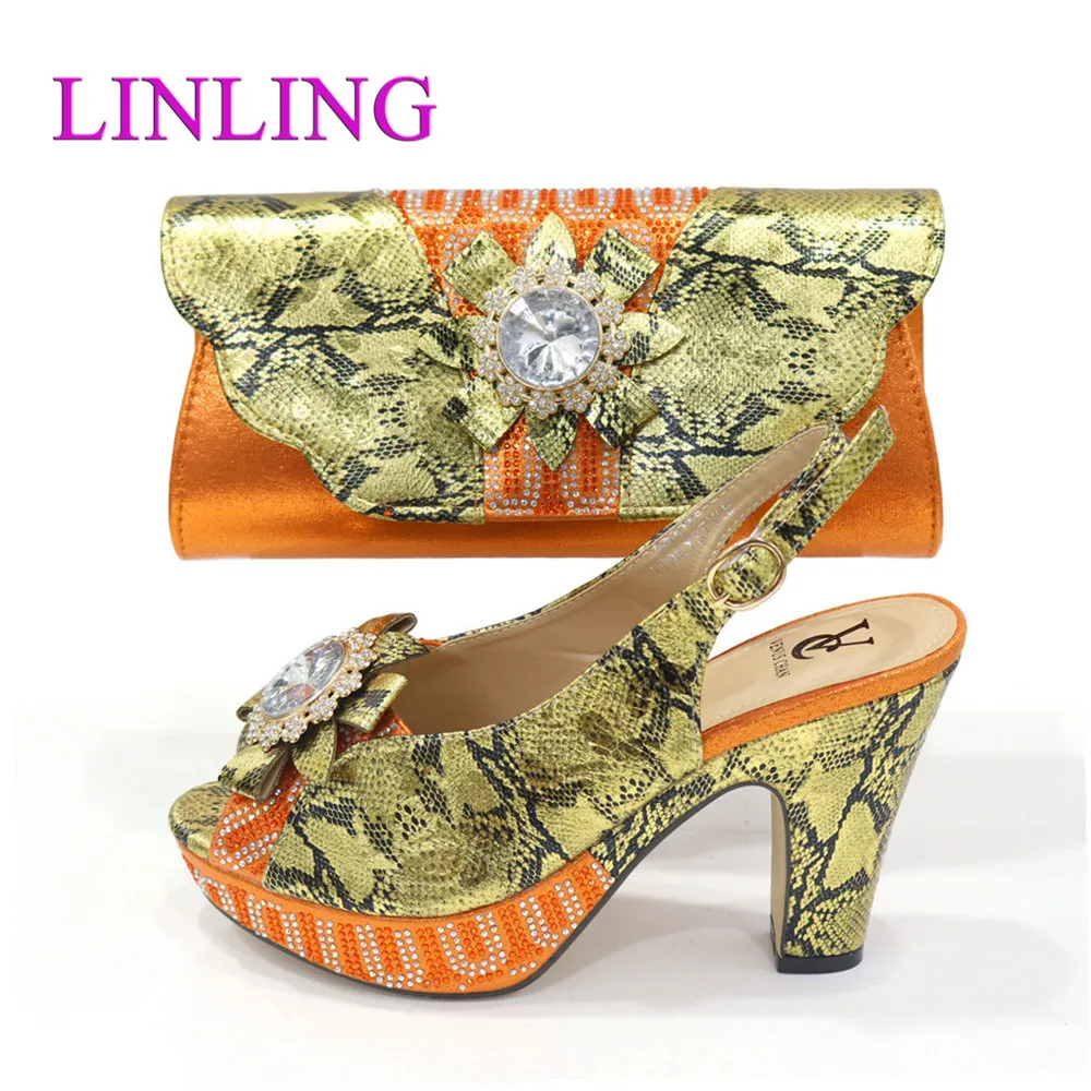 

Latest Design Italian Shoes with Matching Bag 2021 Shoes Woman High Heel Wedding Shoes Shoe and Bag Set Decorated with Appliques