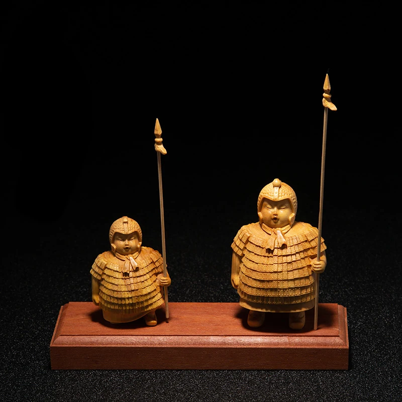 

New Delicate Wood Terracotta Warriors Chinese Retro sculptures wood statue hand sculpture miniature home decors Premium Gifts