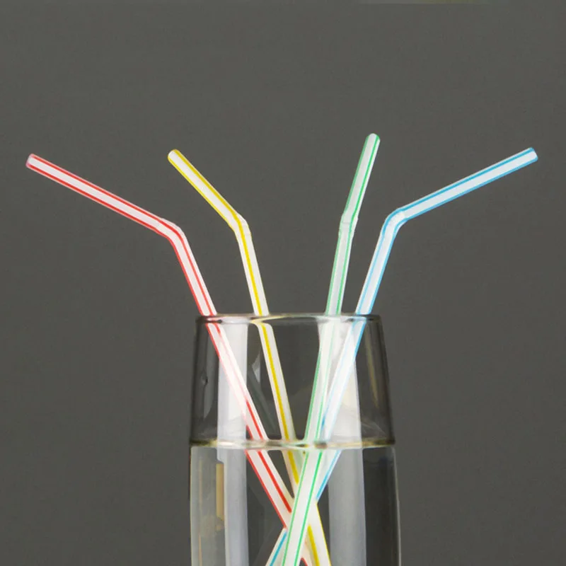 

100Pcs 24cm Colorful Disposable Plastic Curved Drinking Straws Wedding Birthday Party Bar Drink Accessories Drink Juice