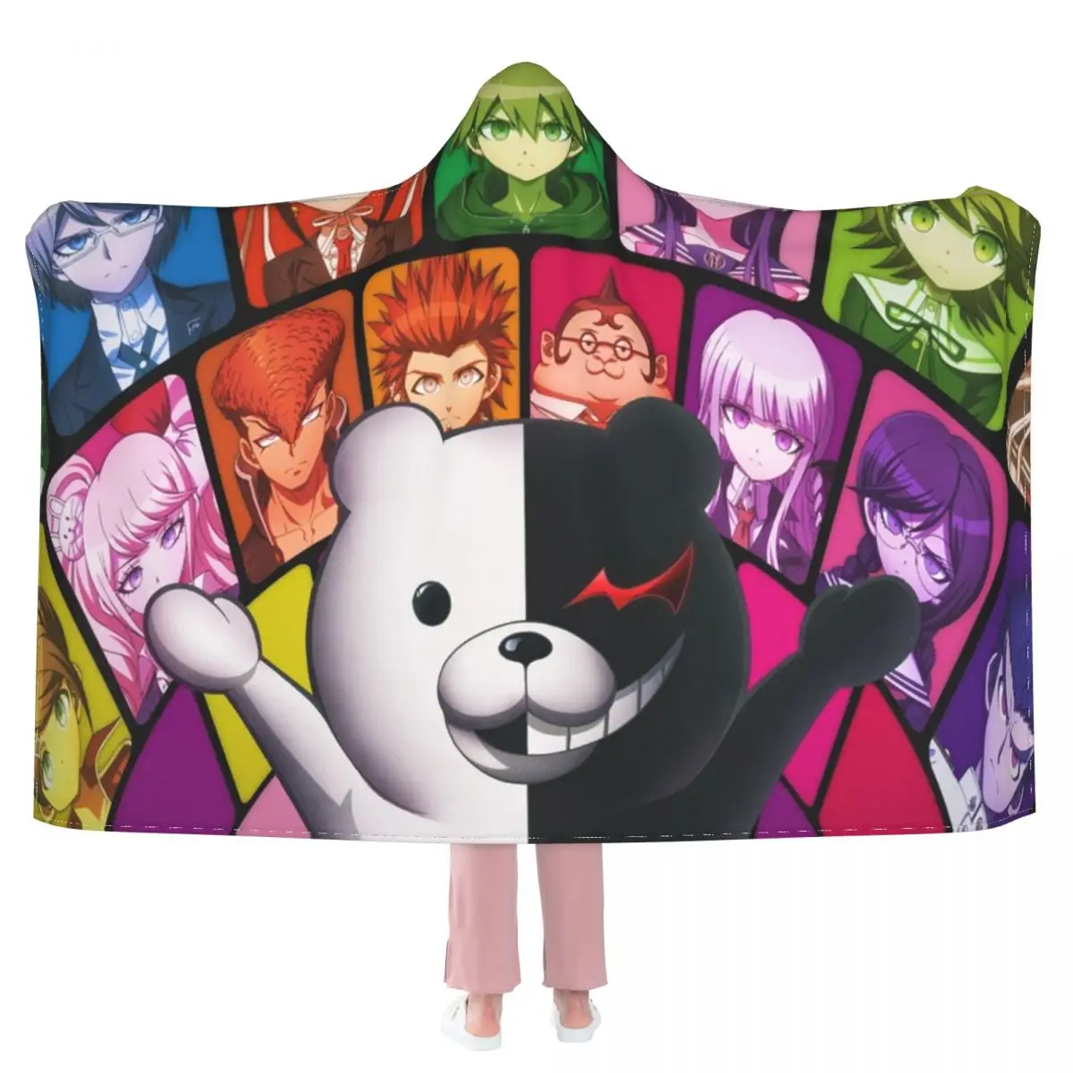 

Одеяло Monokuma Danganronpa для косплея, пригодное для носки, с капюшоном, для детей и взрослых, утолщенное плюшевое аниме одеяло разведчика полка