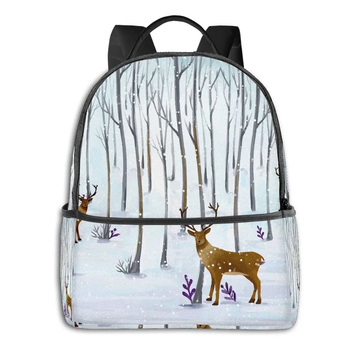 

Модная школьная сумка для колледжа, повседневный рюкзак с изображением оленя и леса, сумка для книг для подростков, дорожная сумка через пле...