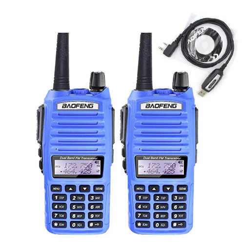 Blue-2pcs-USB 2 шт./лот BaoFeng UV-82 рация 136-174 МГц и 400-520 МГц двухстороннее радио UV82 FM приемопередатчик - Цвет: Blue-2pcs-USB