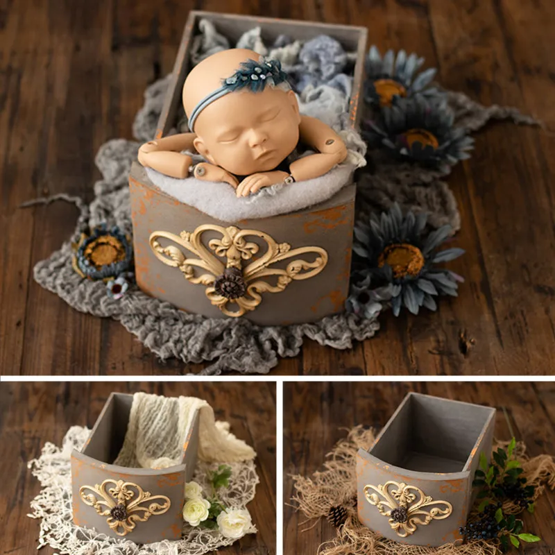 

Baby Props for Photography Newborn Classical Drawer Basket Chair Vintage Newborn Prop For Photo Shoot Accesorios Fotografia Bed