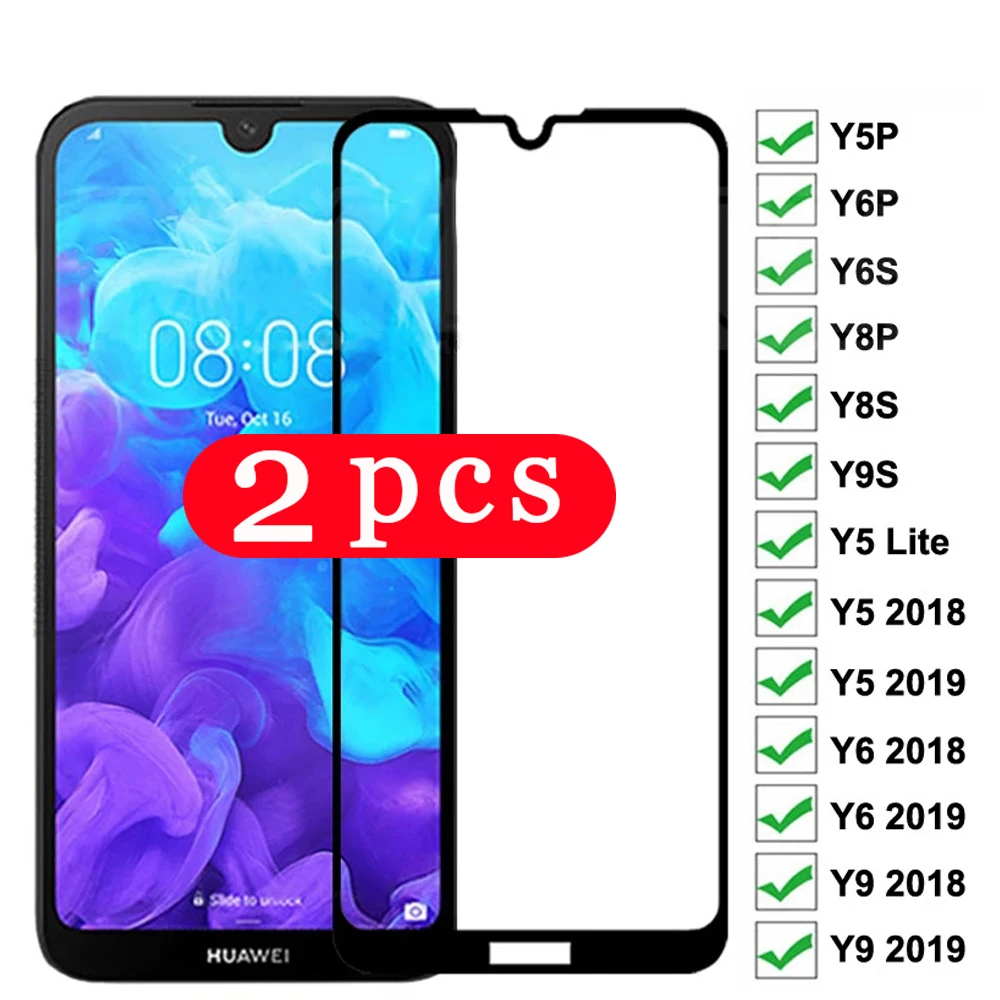 

2/1Pcs 9H for huawei y9 prime y6 y7 pro 2019 y5 lite 2018 y9s y9A y8s y8p y7p y6s y6p tempered glass phone screen protector film