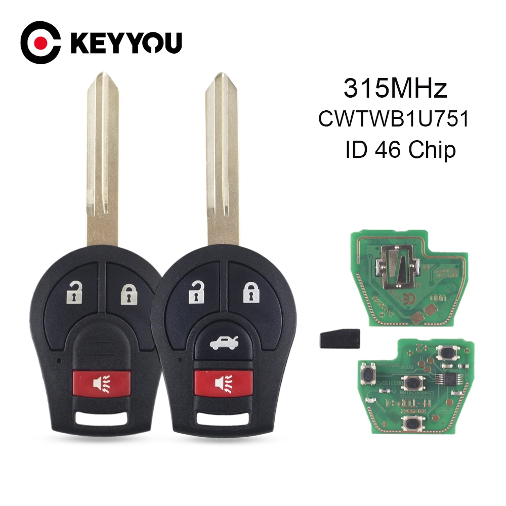 Автомобильный ключ KEYYOU CWTWB1U751 для Nissan Rogue Versa Tiida 2008 2009 2010 2012 2013 2014 2015 2016 315 МГц с